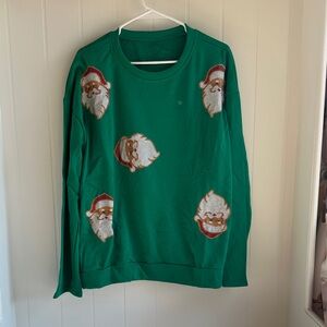 Chic Boutique e802 Green Santa Sweatshirt
